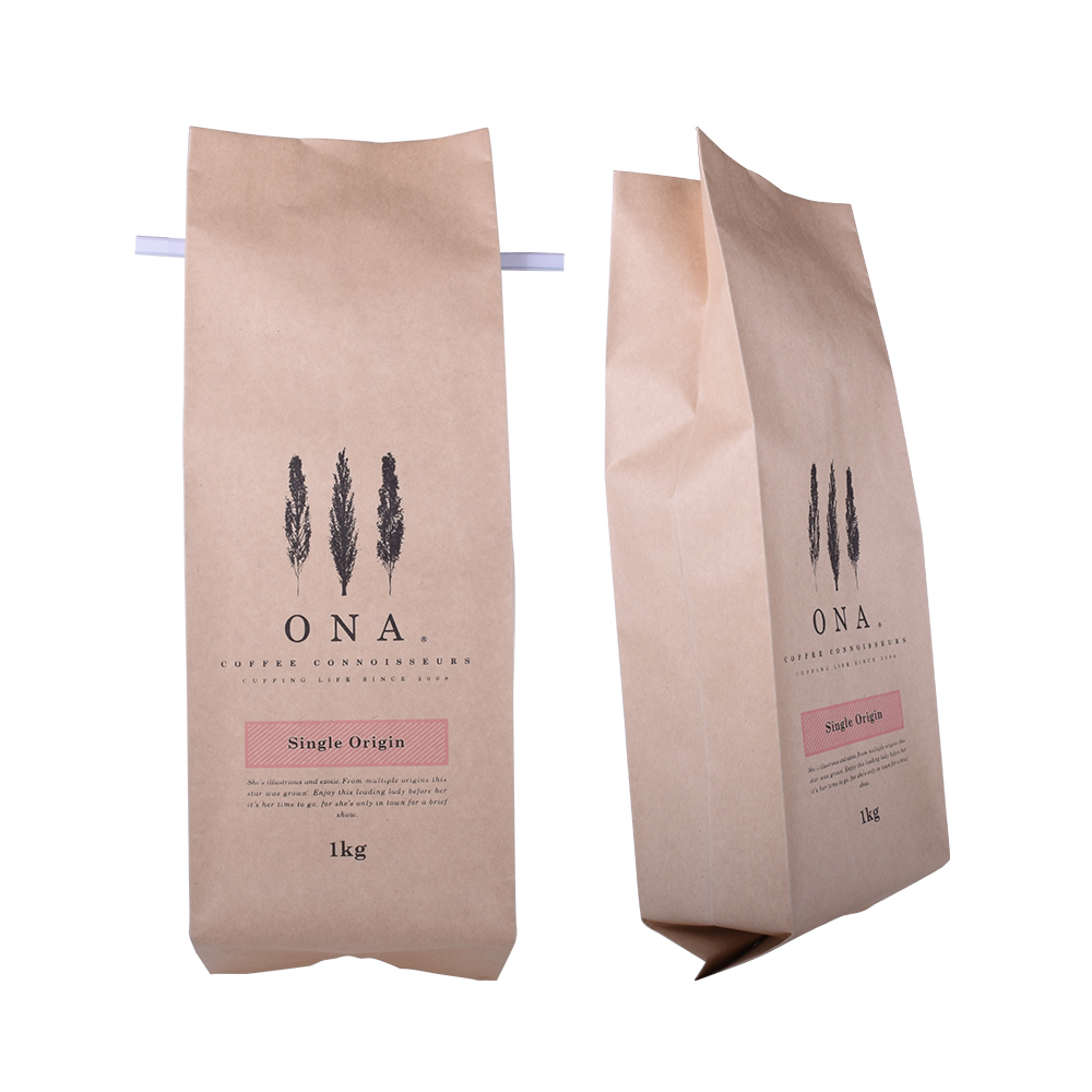 Flat Bottom Kraft Paper Bio Degradable Coffee Bag China Manufacturer