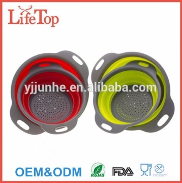 BPA Free Silicone Collapsible Colander Fruit Strainer Set