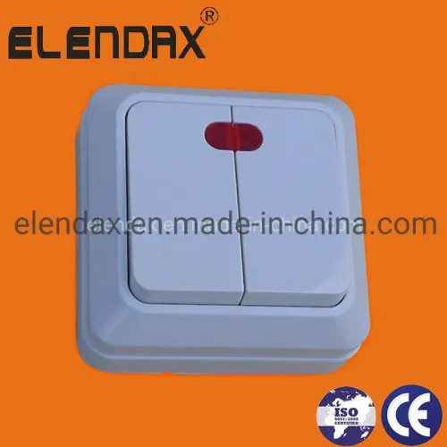 Настенный 2-клавишный односторонний настенный переключатель поверхностного монтажа