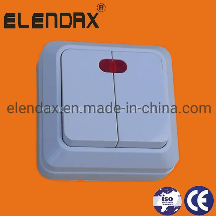 Sakelar Dinding 2-Gang 1-Arah yang Dipasang di Permukaan