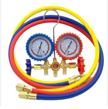 เครื่องทำความเย็นมาตรวัดท่อร่วมสำหรับ R22, R134A, R12, R404A: สูญญากาศ, ความดัน, อุณหภูมิและการตรวจจับการรั่วไหล