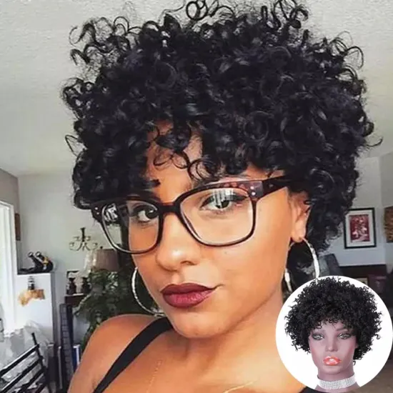 Wholesale Pixie Cut Jerry Curly Short Afro Human Hair Wig, Indian Curly Natural Remy Hair Vendor For Black Women