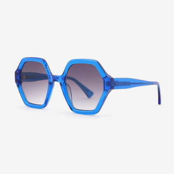 Arc Hexagon and Dimensional Acetate Unisex Sunglasses