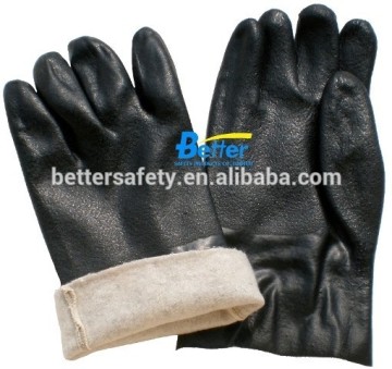 Heavyduty Black PVC Coated Construction Gloves Cotton Jersey Lined