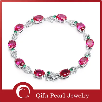 Beautiful Silver Women Jewelry Multiple Color Stones Bracelet