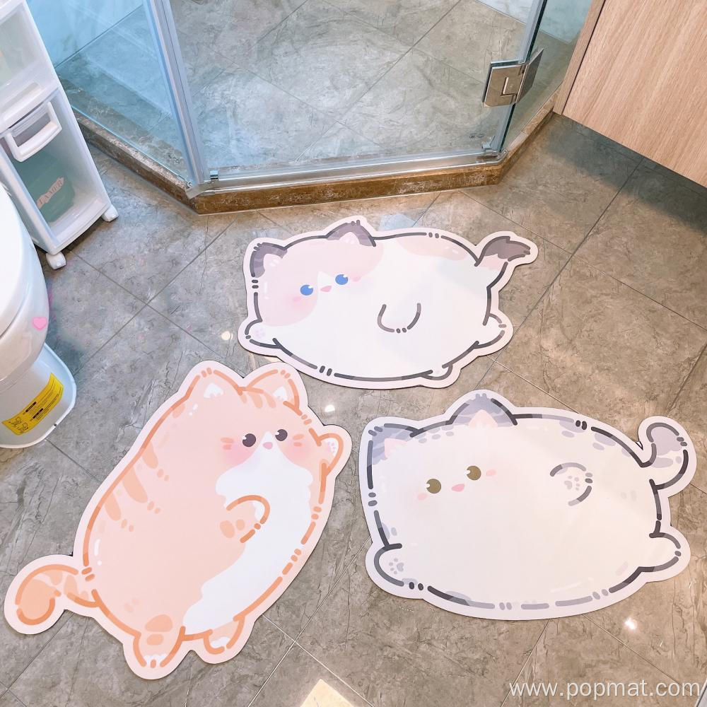 Custom design Cute Cat Printed rubber Bath Mat