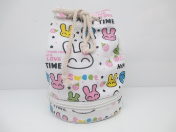 2014 IS09001 China Mainland Bag Fatory Canvas Drawstring Bag with Bottom Zipper Pocket for girl
