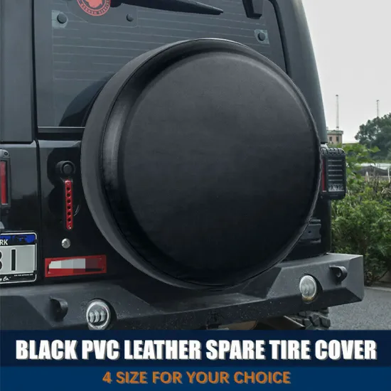 Universal Black Heavy PVC Leather Car Spare Tire Cover For 14 15 16 17 inch