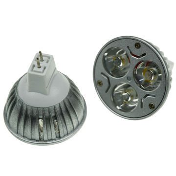 Aluminum GU10 LED Bulbs, 1W Power, 2,700 to 6,500K, 85-260V AC/12V DC