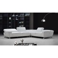 Black Leather Sectional Sofa with Adjustable Headrests