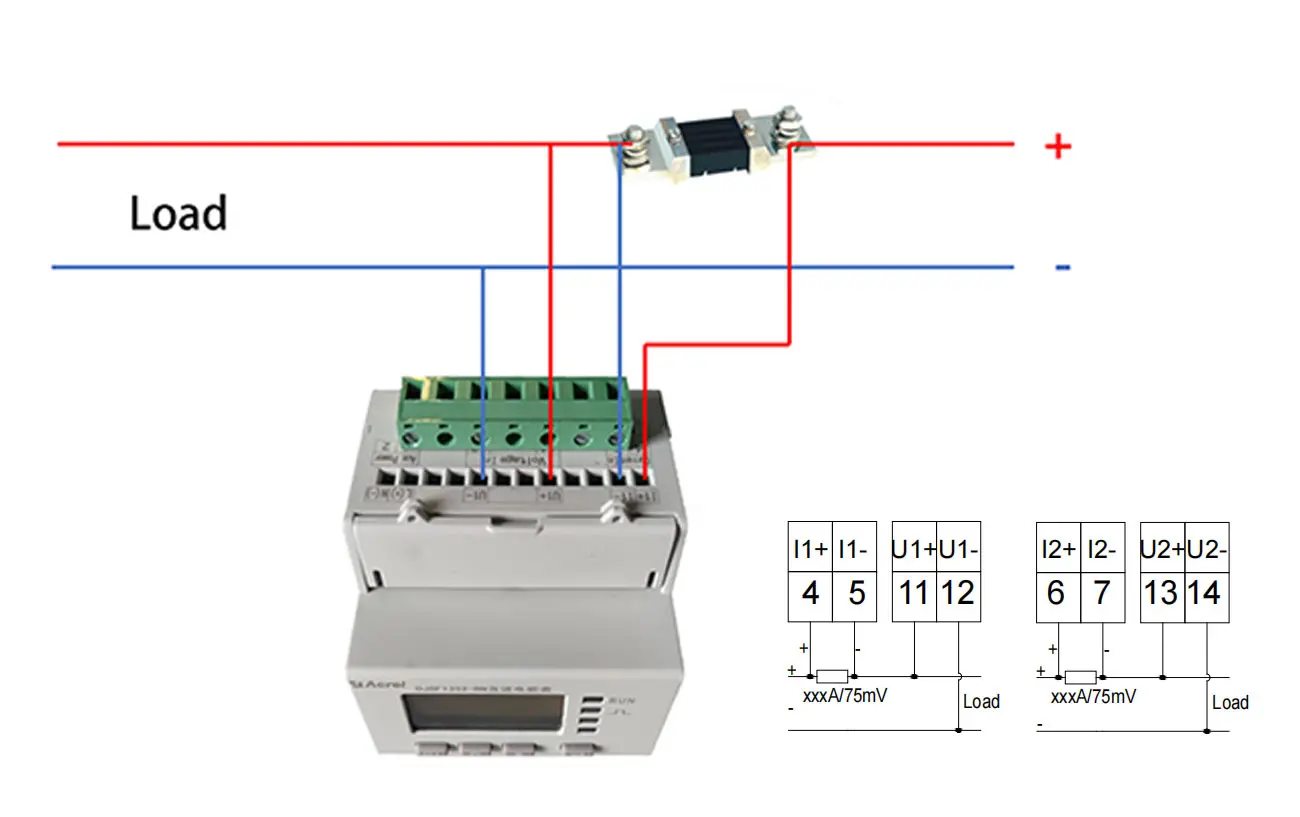 dc energy meter Wiring with Shunt