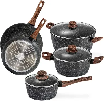 8-Piece Nonstick Aluminum Cookware Set - Induction & Dishwasher Safe