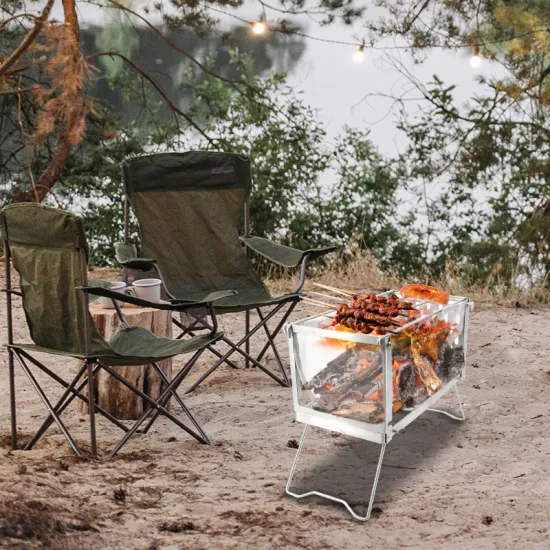 Portable Stainless Steel Mini Gas Grill Folding Picnic BBQ Grates for Outdoor Camping Campfire Barbecue Rack