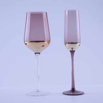 Parte all'ingrosso di bicchieri da vino rossi colorati decorativi placcatura in oro