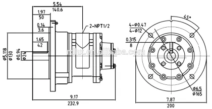 HX8AM-F130 Flange Mounting Pneumatic Motor,Gast Model 8AM-ARV-70 Pneumatic Motor