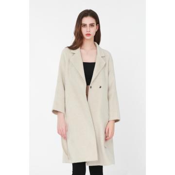 Three-quarter sleeves suit-stlye collar long woolen coat