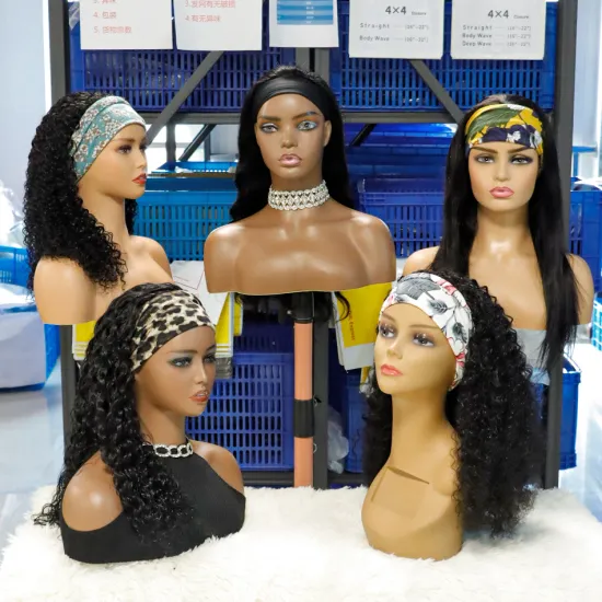 Human Hair Headband Wig For Black Women,Wholesale Long Straight Deep Water Wave Wig Headband,Kinky Curly Headband Wig Human Hair