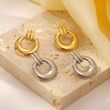 18K PVD Gold Plated Geometric Stainless Steel Hoop Earring for Wedding & Gift