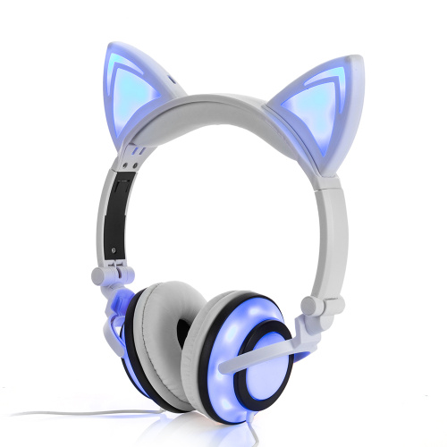 Auriculares de carga con iluminación de oreja de gato para niños