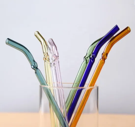 custom colored drinking glass coffee straws set