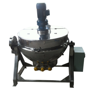 Stainless Steel Jacketed Cooking Pots and Kettles with Mixers for Industrial Use