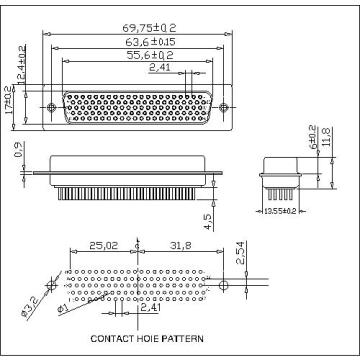 D-SUB PCB Female Five Rows 104 Pin Straight