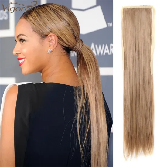 Vigorous Long Straight Wrap Around Clip In Ponytail Hair Extension Heat Resistant Synthetic Ponytail Hair 14 Color