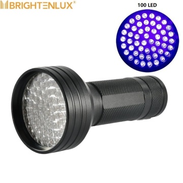 Nhà sản xuất Tùy chỉnh 100 LED 395Nm Đèn pin Torch đèn đen để phát hiện nước tiểu thú cưng