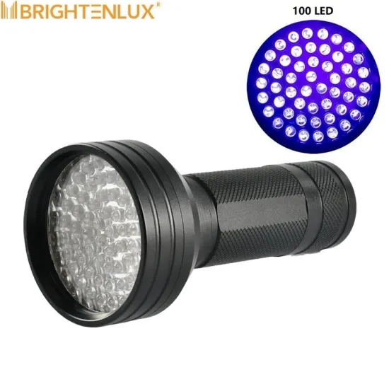 Manufacturer Custom 100 LED 395nm Blacklight UV Torch Flashlight for Pet Urine Detection