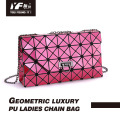 Bolsa feminina de luxo em couro PU geométrico