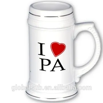 Golden Rim Sublimation blank white Ceramic Beer Mug 22oz