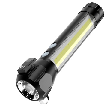 Emergency Survival Kit: Explosion-Proof Flashlight with Waterproof IPX6, Magnetic Suction, Solar Charging, Onboard Escape Hammer, and USB Fast Charging