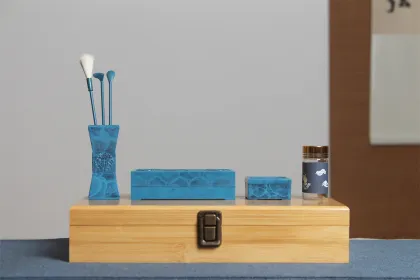 Blue Meditation Incense Burner Set: Custom Agarwood Incense Holder & Steel Incense Tool Set