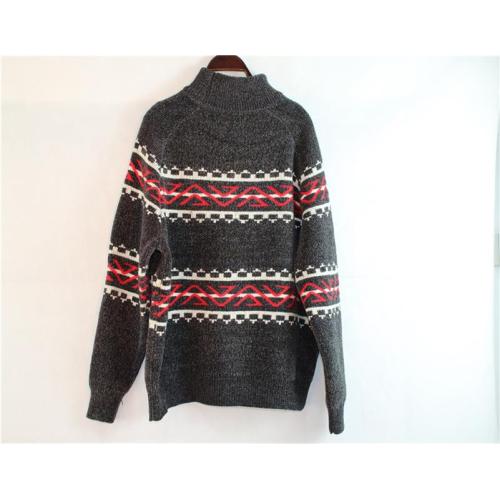 Maglione a maglia casual rosso e nera