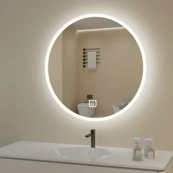Smart Wall Hanging Makeup Mirror with LED Backlight and Anti-Fog Feature for Bedrooms