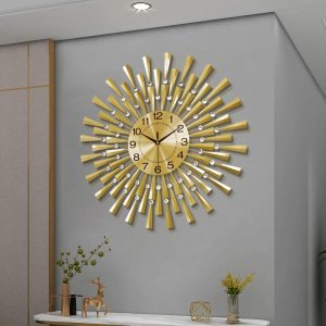 Reloj de pared silencioso de oro moderno sin ticking