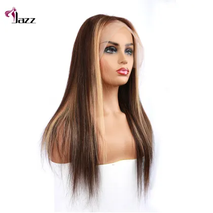 Wholesale 13x4 13x6 Highlight Brown Color Transparent Lace Front Human Hair Wig Brazilian Honey Brown Highlight Human Hair Wigs