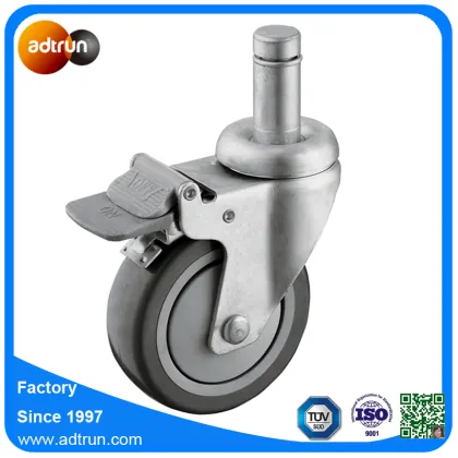 Total Lock Caster, Grey PU Wheel, Grip Ring Stem Castor