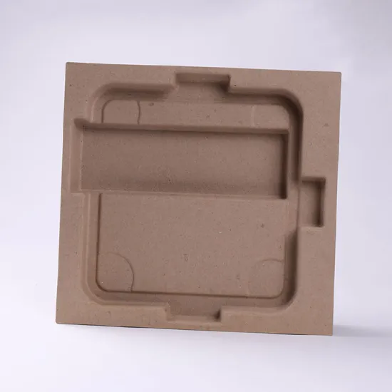 Compostable recycled paper pulp molded packaging insert tray