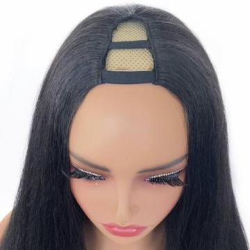 Kinky Straight V Part Human Hair Wig Yaki