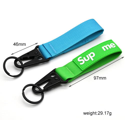 Anti-Loss PVC Patch Nylon Keychains Wrist Strap