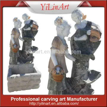 Mixed Color Stone Water Wall Fountain With Statue of Children YL-W202
