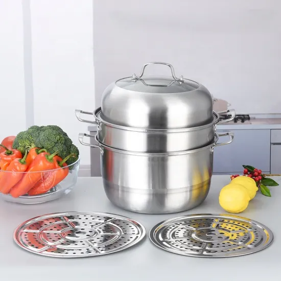 Large Stainless Steel Stockpot with Steamer for Home Kitchen