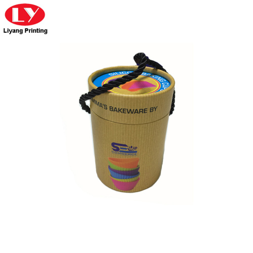 Round Packaging Paper Box with String Handle