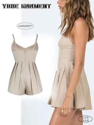 Ladies' Stretch Corset Pleated Mini Dressy Romper