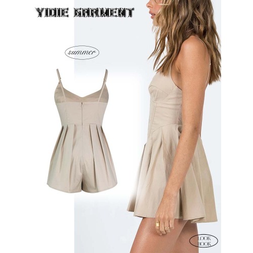Ladies' Stretch Corset Pleated Mini Dressy Romper