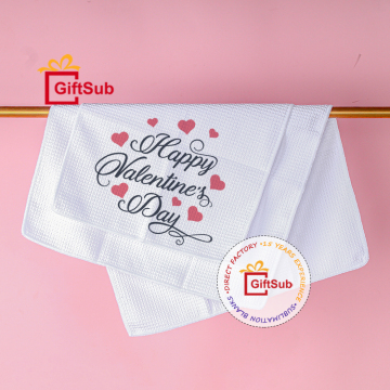 Wholesale Customizable 16"X24" White Polyester Waffle Weave Tea Towels for Sublimation Printing