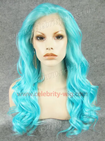 Baby Blue Long Wavy Christina Aquilera Synthetic Lace Front Wig