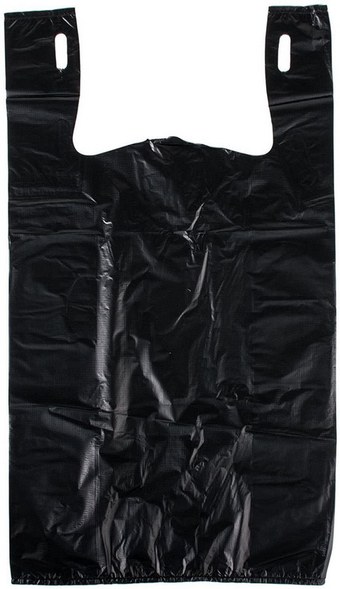 Custom Poly PE Roll Black White Printed Carrier Grocery Packaging Bag