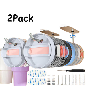 Kitchen Tumbler Lids Organizer: Adjustable Swivel Hooks, Wall-Mounted 304SUS Stainless Steel, Self-Adhesive Tumbler Lid Holder